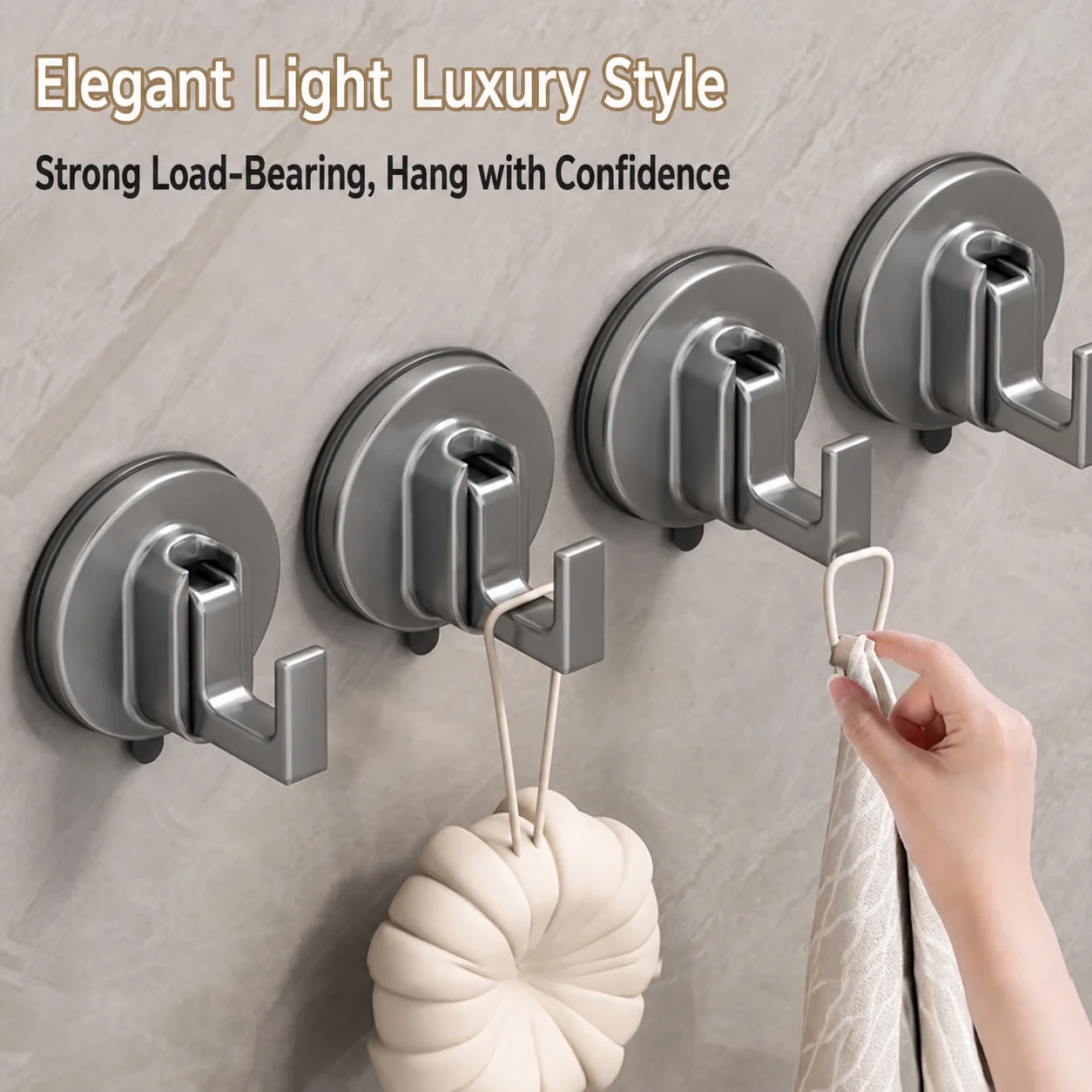 1/2PCS Vacuum Suction Cup Hooks, Strong No-Drill Reusable ABS Wall Hangers for Bathroom Kitchen Towels Keys Doors