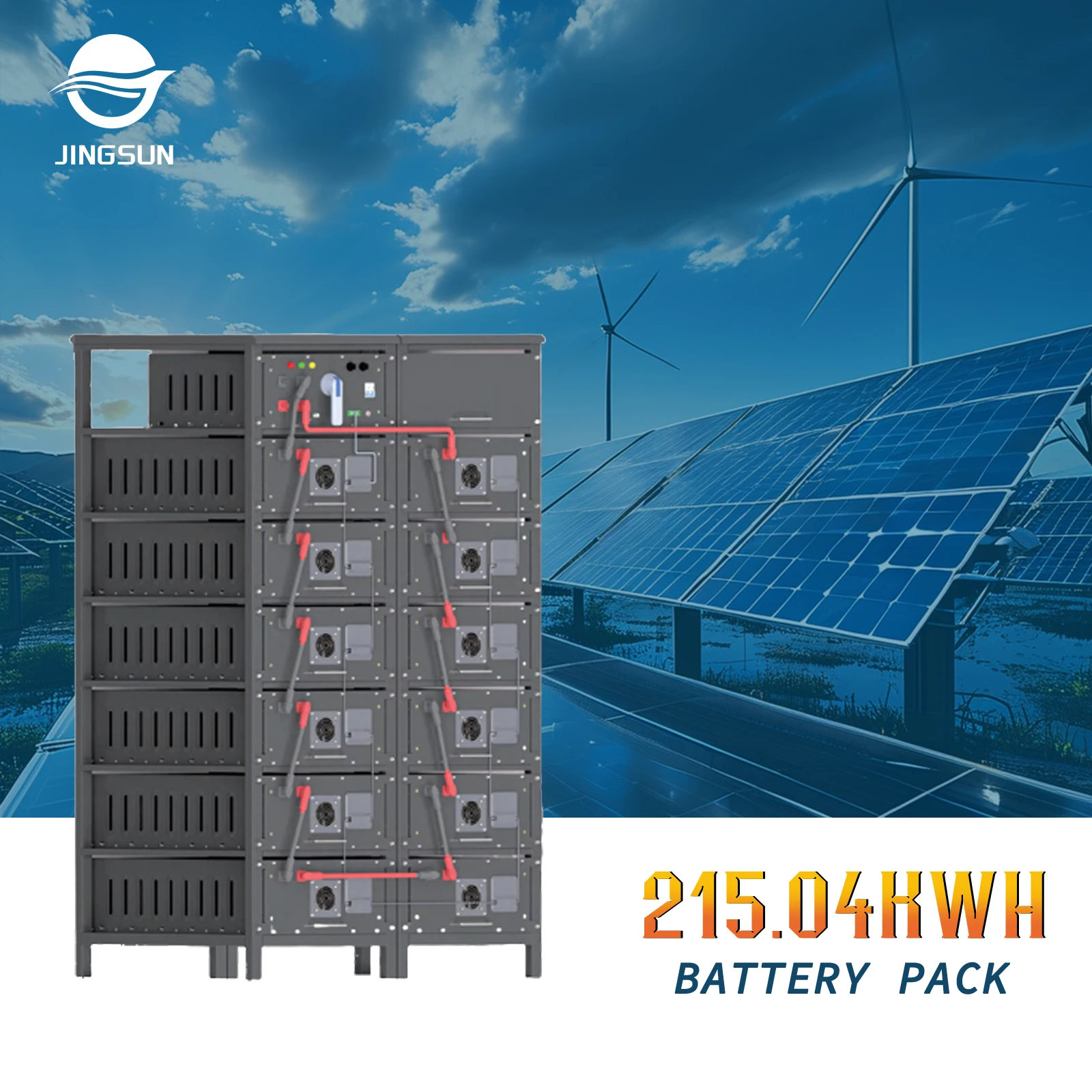 JINGSUN High Voltage Solar Battery 314Ah 100Kwh 200Kwh  215kwh 241Kwh Rack Mount Lifepo4 Battery Pack