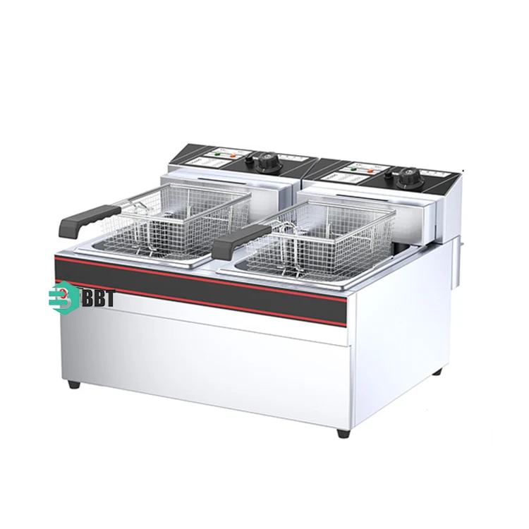 Catering Equipment Electric Commercial Two Tanks Two Baskets Deep Fat Fryer For Restaurant Snack Bars