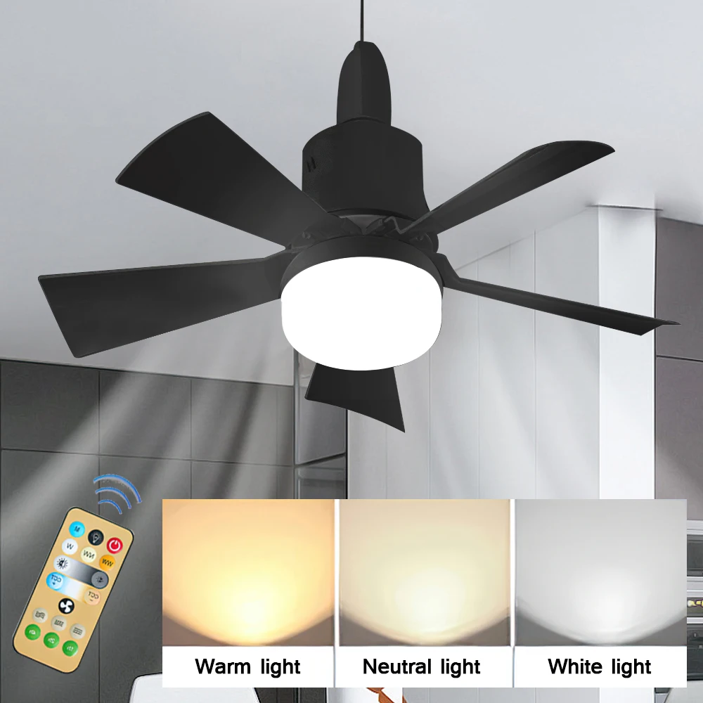 Ventilateur de Plafond avec Lumière LED, Télécommande, Fonction de Gradation, Support de Plafond Moderne pour Cuisine, Chambre à Coucher, Salle à Manger