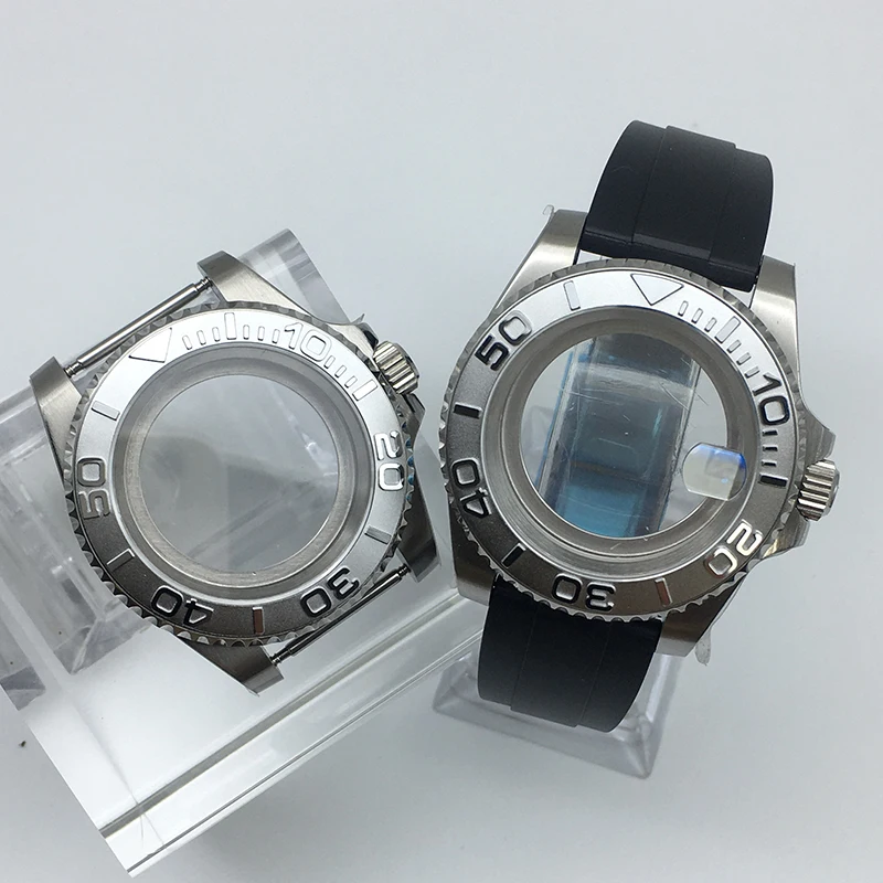 

40mm NH35 watch case Rubber Bracelet Sliding lock buckle sapphire for Seiko nh35 nh36 Miyota8215 movement 28.5mm Dial yacht Mod