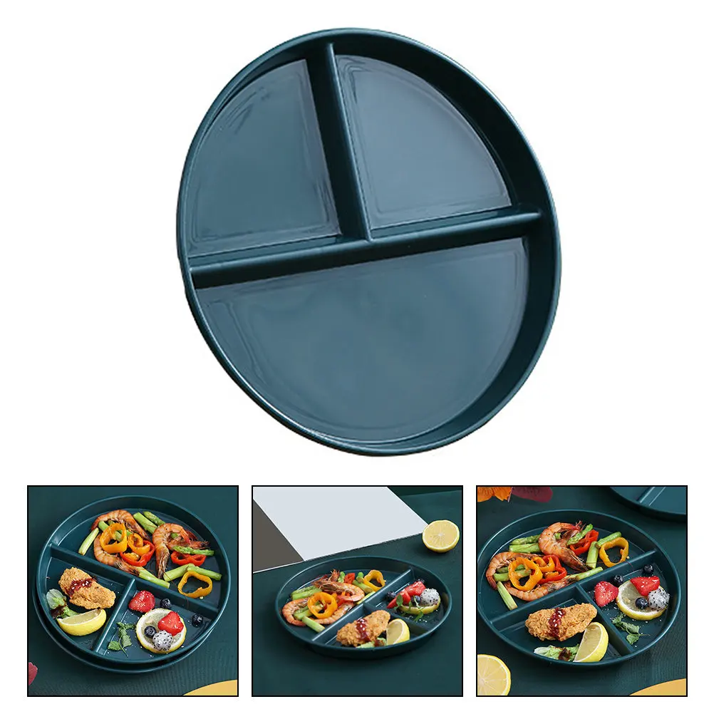 Sturdy Three-Grid Plastic Display Plate Multi-Functional Divider Plate for Breakfast Lunch Dinner Odor Control Convenient