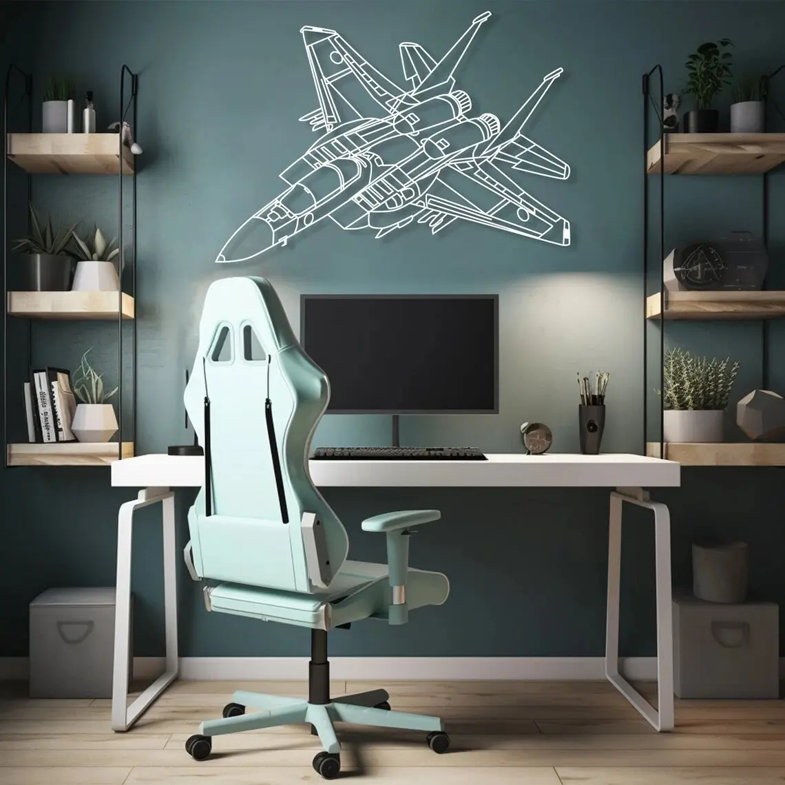 Military Aircraft Silhouette decal , Fighter Aircraft Decor, Strike Plane Silhouette wall sticker  Gift for boy friend  S663