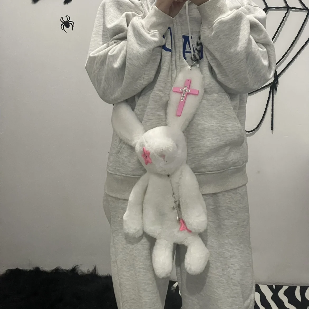 JIAERDI Rabbit Plush Y2k Backpacks Women Sweet Cool Cross Hot Girl Soft Mochila Female Grunge Fairycore Aesthetic Backpack 2023