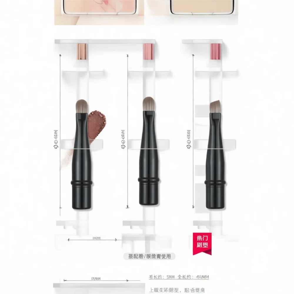 Professional Makeup Brush Set Portable Pocket Size Replaceable Heads Synthetic Bristles For Travel Daily Cosmetic Usage