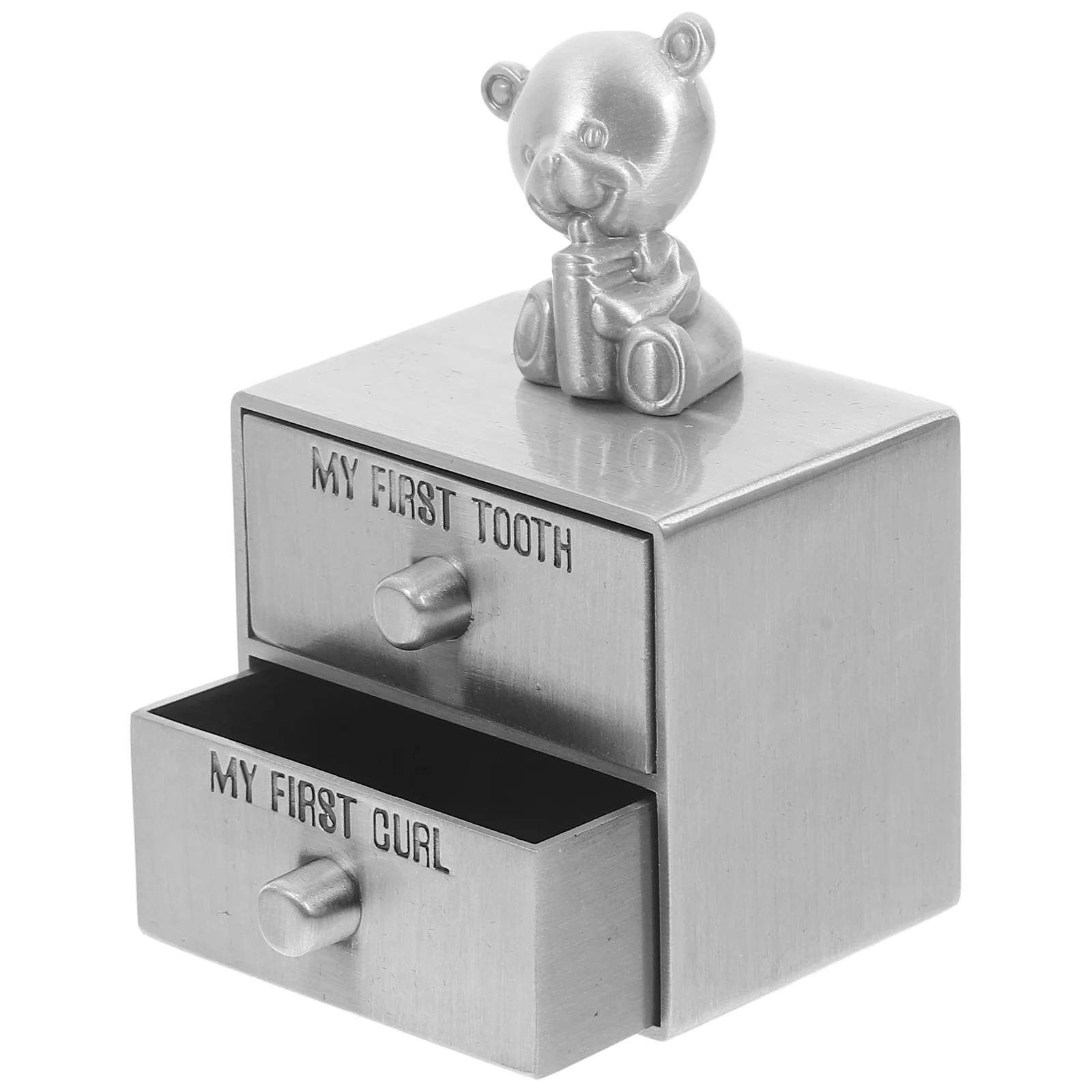 

Baby First Tooth Box Metal Double Layer Storage Organizer Drawer Type Keepsake for Deciduous Teeth Fetal Hair Baby Hair Holder