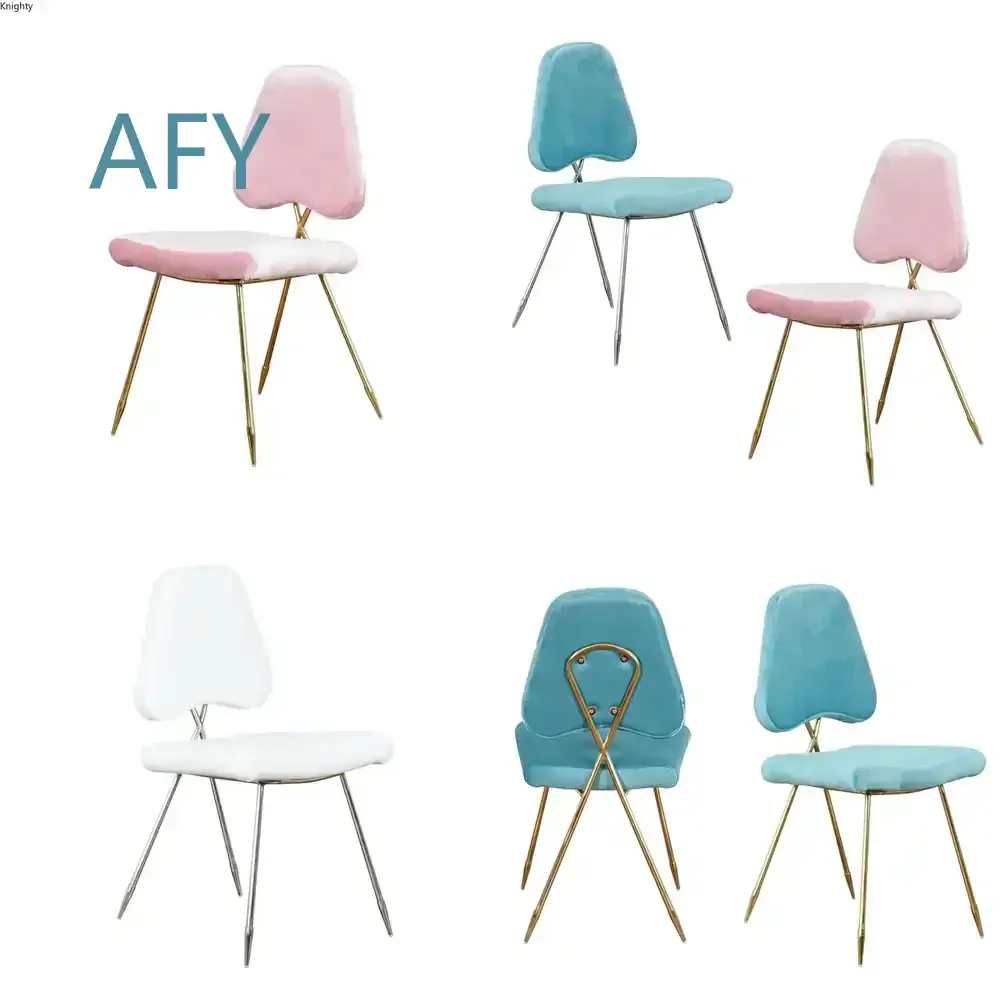 Nordic Iron Dressing Chairs for Modern Dining Room Living Room Office Cafe Lounge Soft Backrest Designer Furniture for Home
