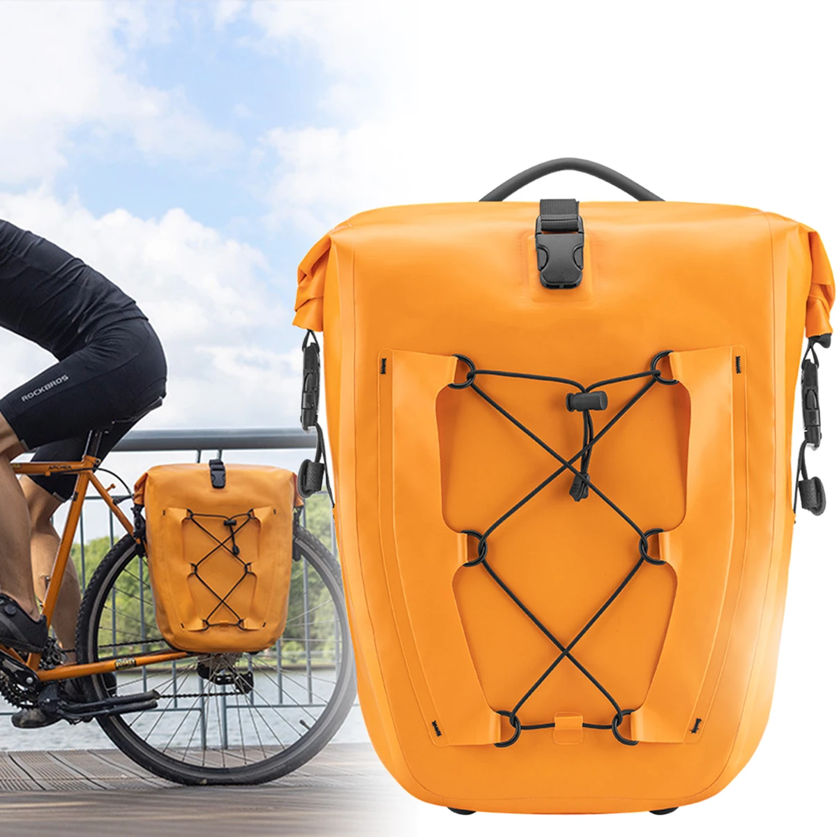 Outdoor Cycling Bicycle Camel Bag PVC Waterproof Large Capacity Mountain Bike Rear Rack Bag Expandable Multifunctional Handbag