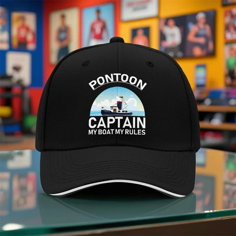 Pontoon Captain My Boat My Rules Graphic Baseball Cap Adult Polyester Adjustable Casual Outdoor Hat