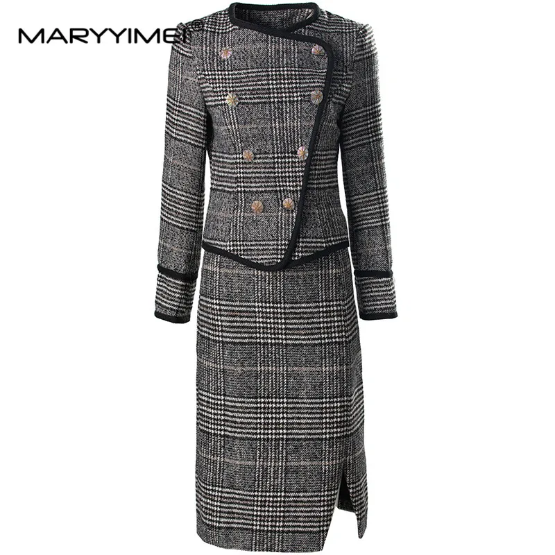 Autumn Winter Suit Long-sleeved Single-breasted Tops+slim Skirt Office And Business 2 Piece Set For Women 2024 Luxury Brand