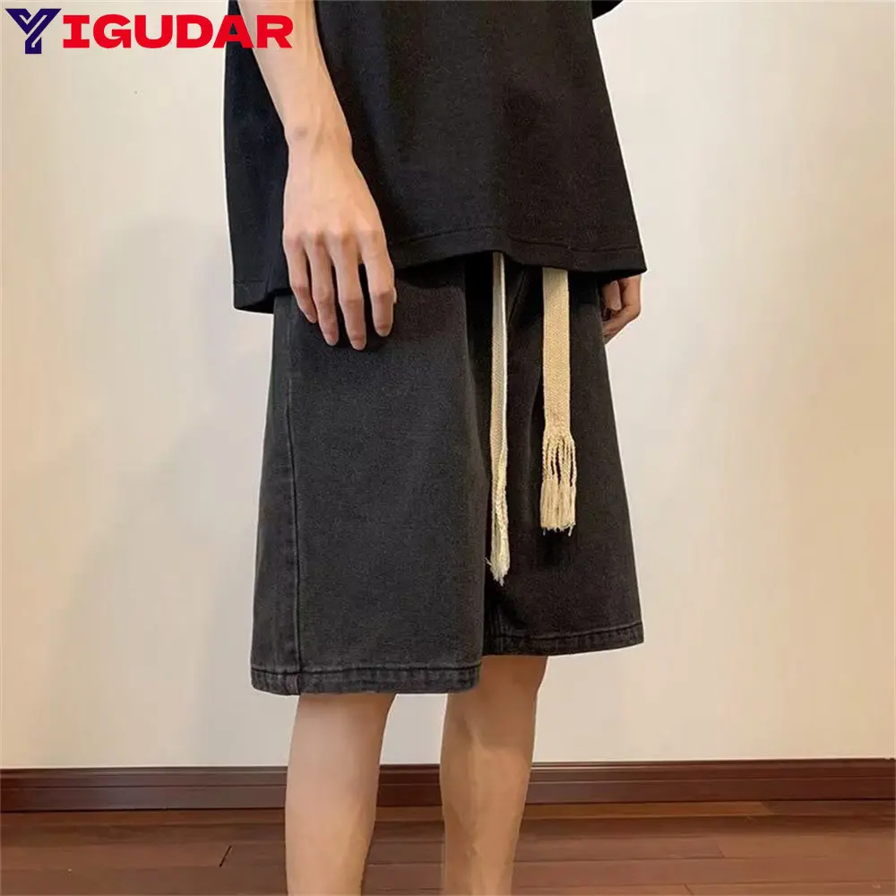 Men's Summer Beach Pants Mesh Sports Joggers Casual Running Shorts Elastic Waist Solid Color Short Pants Sweatpant men clothing