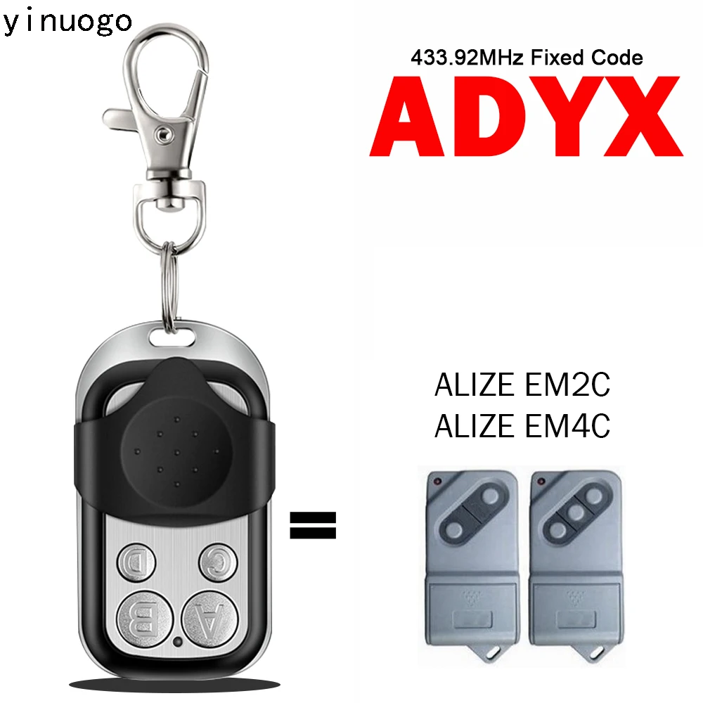 ADYX ALIZE EM2C EM4C Garage Door Remote Control 433MHz Fixed Code Remote Control Duplicator Wireless Transmitter