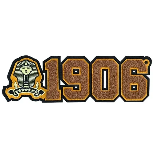 Large Chenille Old Gold and Black Fraternitry Alpha Phi Alpha Round with Tail Greek Number Since 1906 Chenille Patch for Hoodies