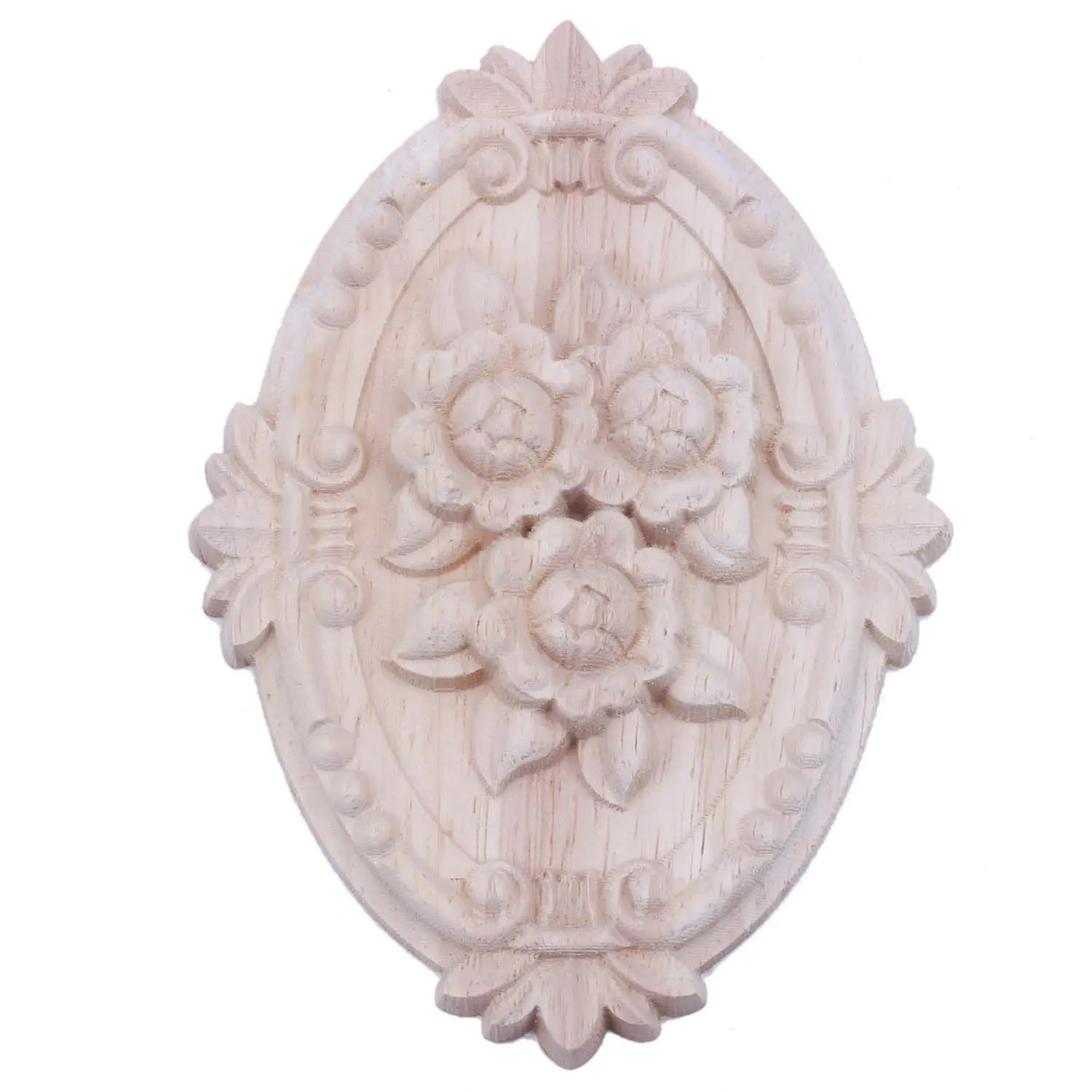 SLQZT Retro Wood Ornament Applique Carving Ornament for Cabinet Door Furniture Decoration(13X9cm)