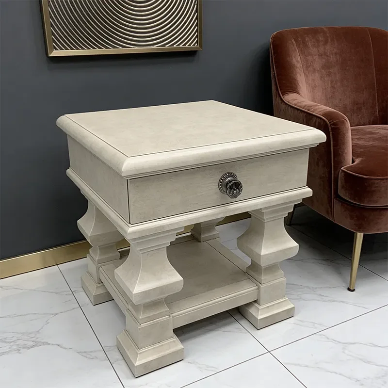 for American Art Architecture Revival Solid Wood Edge French Engraving Retro Modern Simple Corner Table Villa Solid Wood Tea