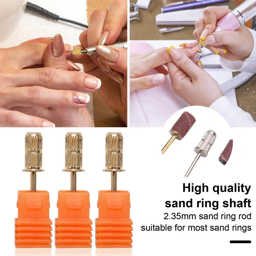 5Pcs Manicure Sand Ring Shaft Kit Wear-resistant Electric Nail Drill Bits Golden/Silver Color Low-carbon Steel Sanding Band Bear