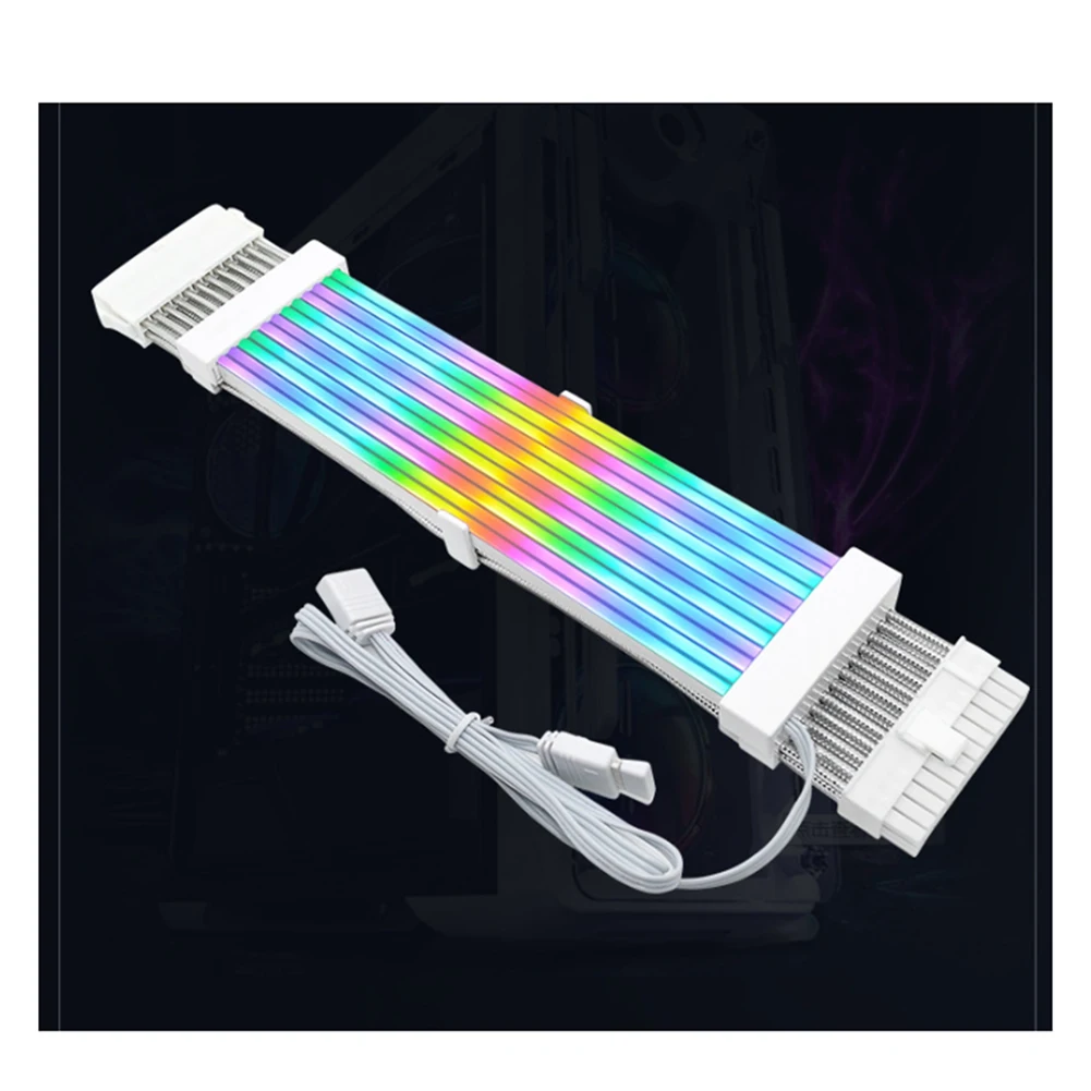 T35C High Quality ARGB Extension Cable Strimer Plus ATX 24Pin PCI-E Soft Silicone Bendable 5V ARGB Neon Line