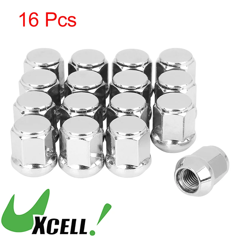 UXCELL Universal Chrome Bulge Acorn Wheel Lug Nuts Cone Seat for Car Wheel Nut Replacement 16 Pcs M12x1.5 28mm