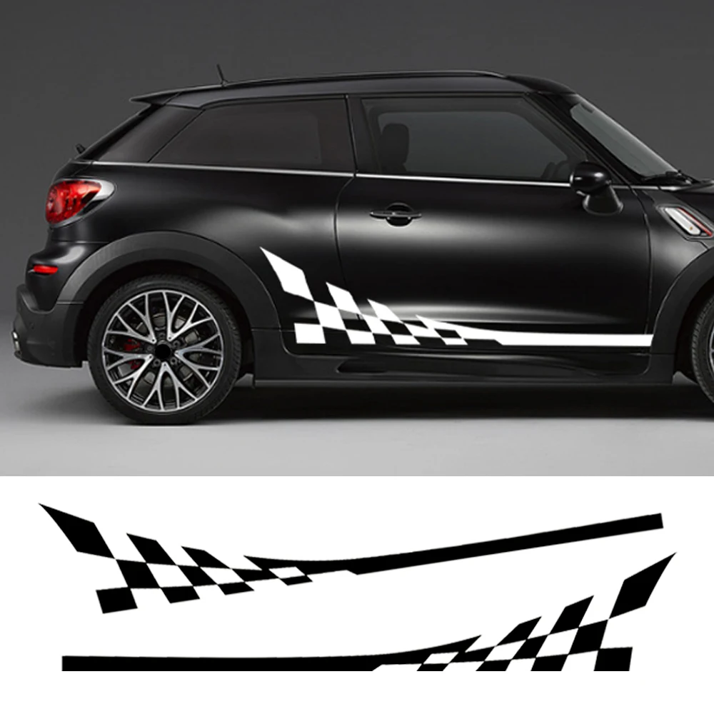 Car Rocker Panel Decoration Sticker Decal Checkerboard For Mini Cooper Clubman Countryman Hardtop R55 R56 R60 R61 F55 F56