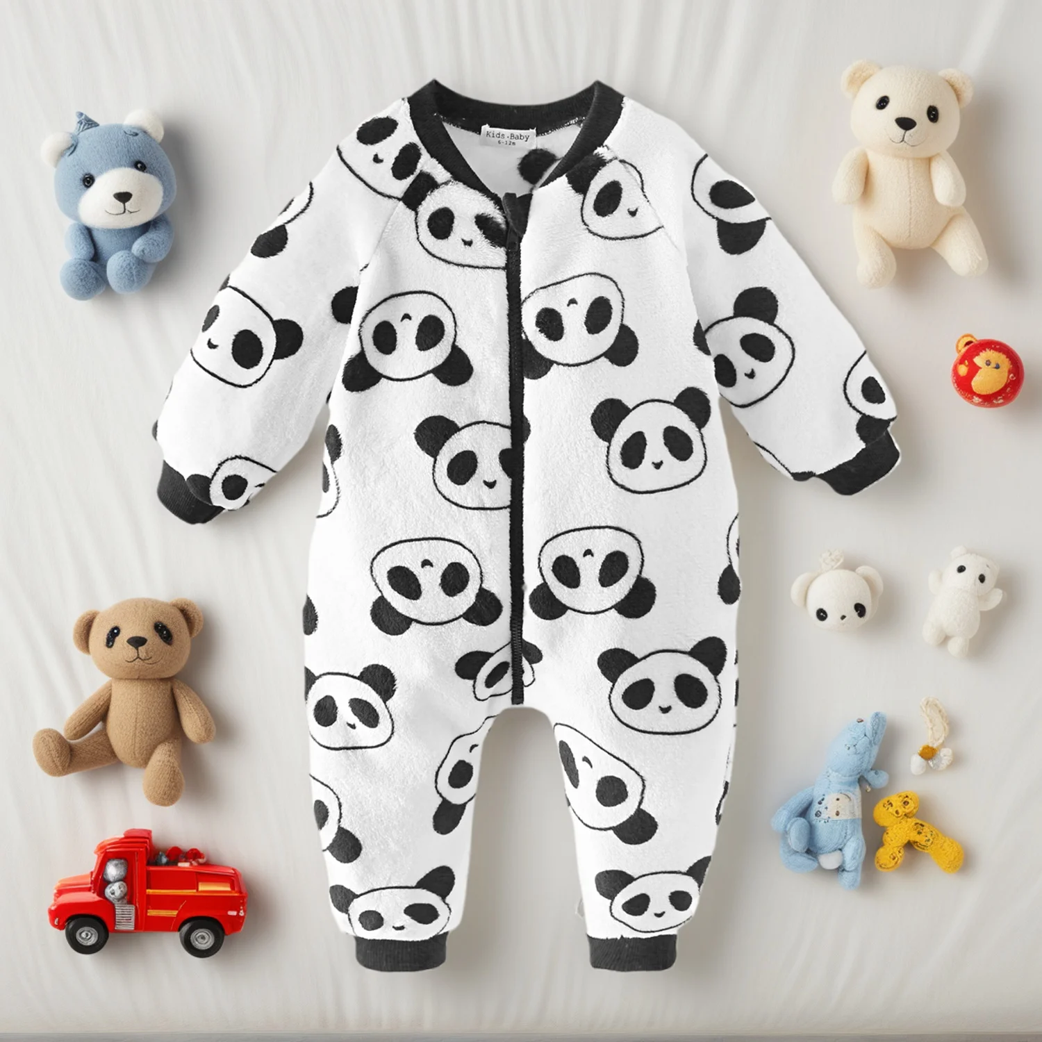 Warm Cute Panda Winter Baby Rompers Long Sleeve Infants Little Kids Jumpsuits Clothing Zipper