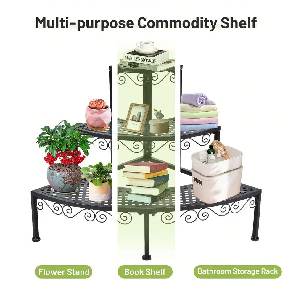 

FanShaped 3Tier Pot Plant Stand, StairStep Design To Accommodate More Greenery