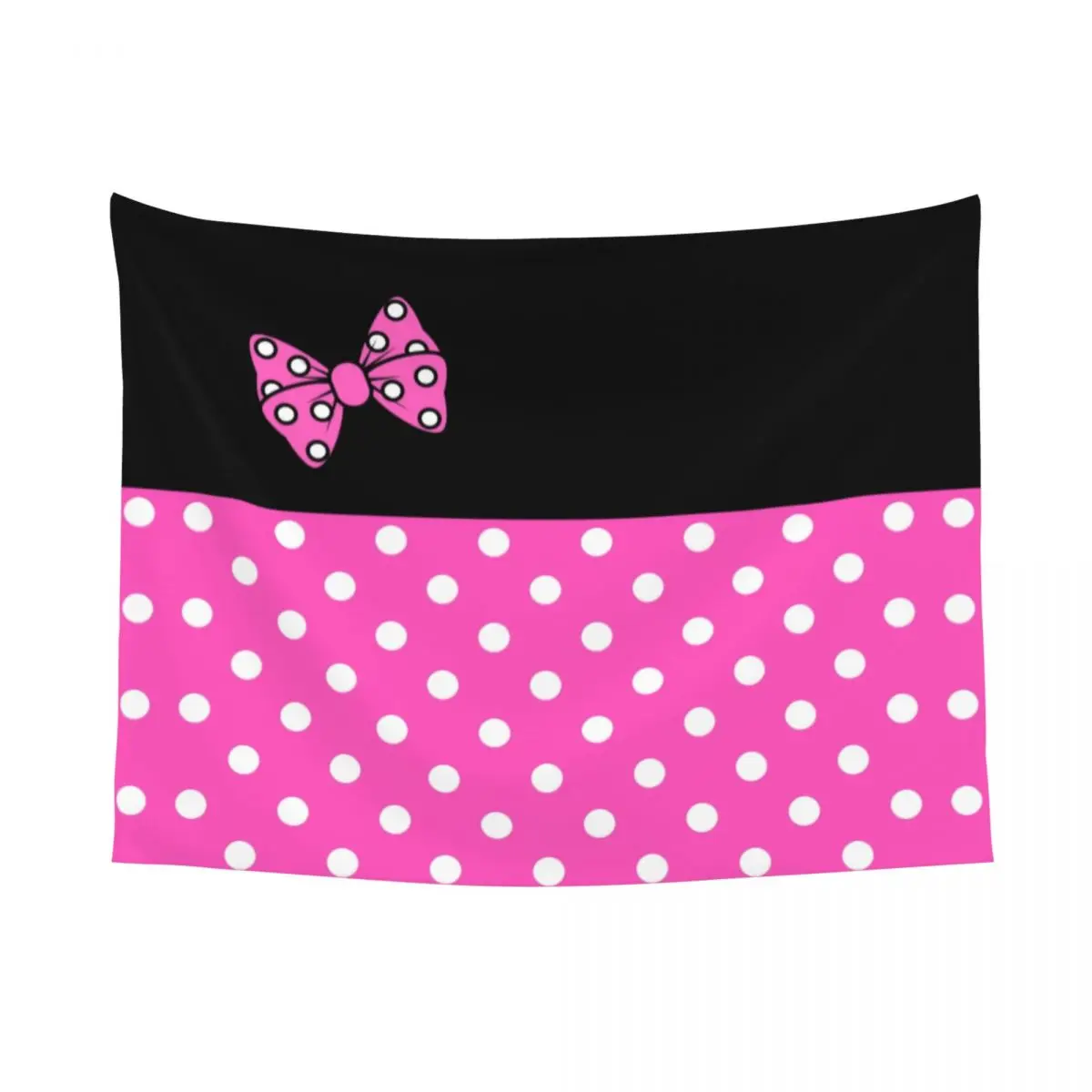 Custom Pink Minnie Mouse Polkadot Anime Tapestry Wall Hanging for Dorm Hippie Tapestries Home Decor