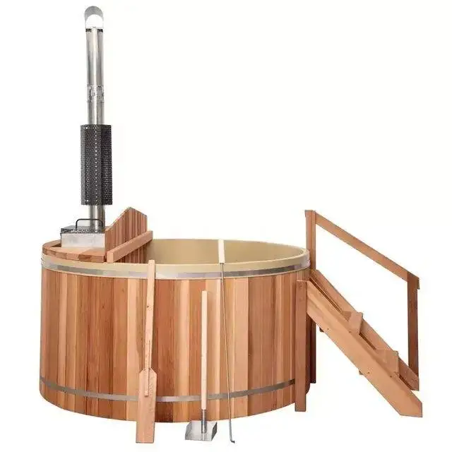 

STLFLuxury 1-2 Person Outdoor Thermo Wooden Burning Stove Hot Tub Bath Hot Spa Tubs with Cover