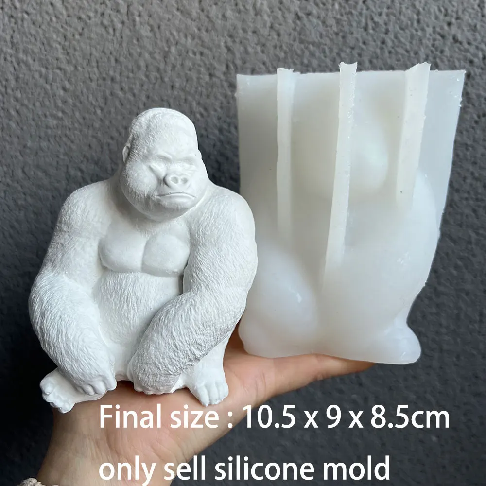 3D Orangutan Silicone Mold Animal Desktop Decoration Gypsum DIY Cement Tea Pet Home Decoration Candle Clay Mould