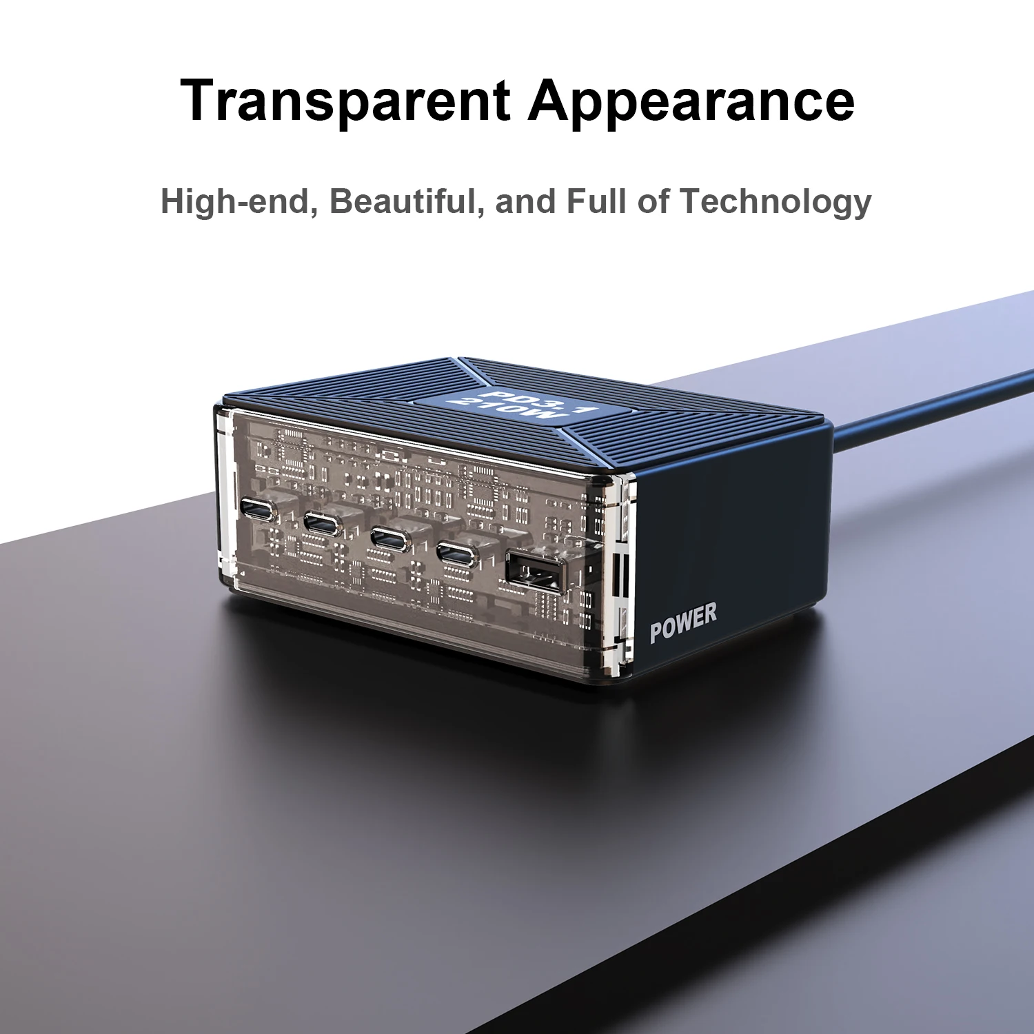 شاحن USB C 210 وات، GaN PD3.1 140 وات 100 وات PPS محطة شحن سريعة من النوع C محول طاقة للكمبيوتر المحمول MacBook Samsung S23 iPhone 15