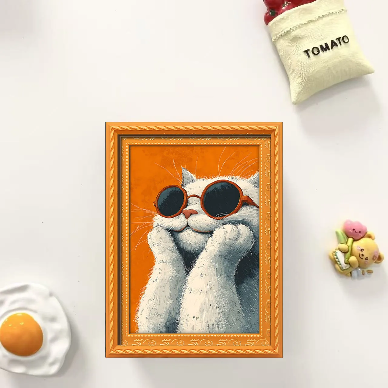 1 Piece of Sunglasses-Wearing White Cat Fridge Magnet, Quirky Chin-Tilting Cat Magnetic Sticker, Cute Cat Decorative Magnet, Suitable for Kitchen/Cabinet, Gift for Cat Lovers
