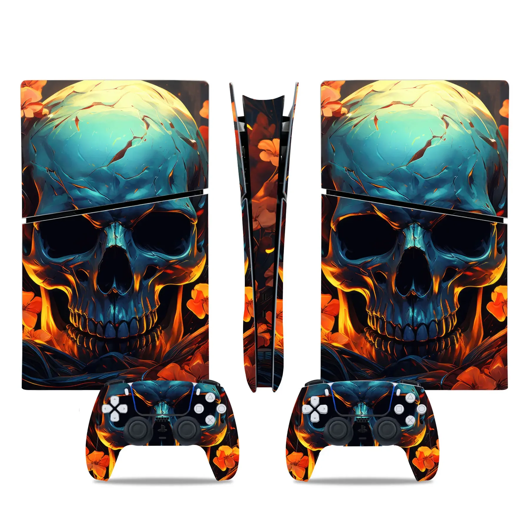 Cyfrowy wzór czaszki Naklejki winylowe na całe ciało Pokrowiec ochronny na konsolę i kontrolery PS5 Slim Digital Edition