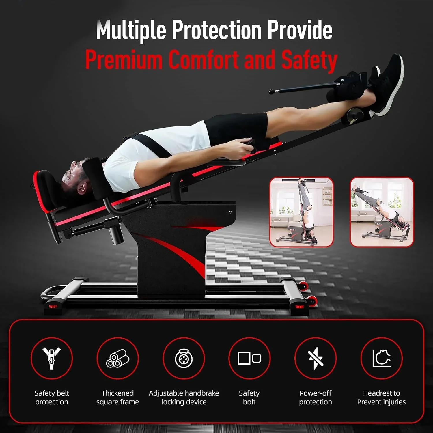 Electric Inversion Table for Back Pain Relief/Heavy Duty Inversion Table with 180 Degree Full Inversion & 3D Memory Foam