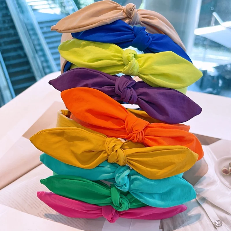 9 Colors Candy Color Bow Headband Solid Color Simple Hairbands Headwear Pressed Hair Hair Bands Women Hair Accessories