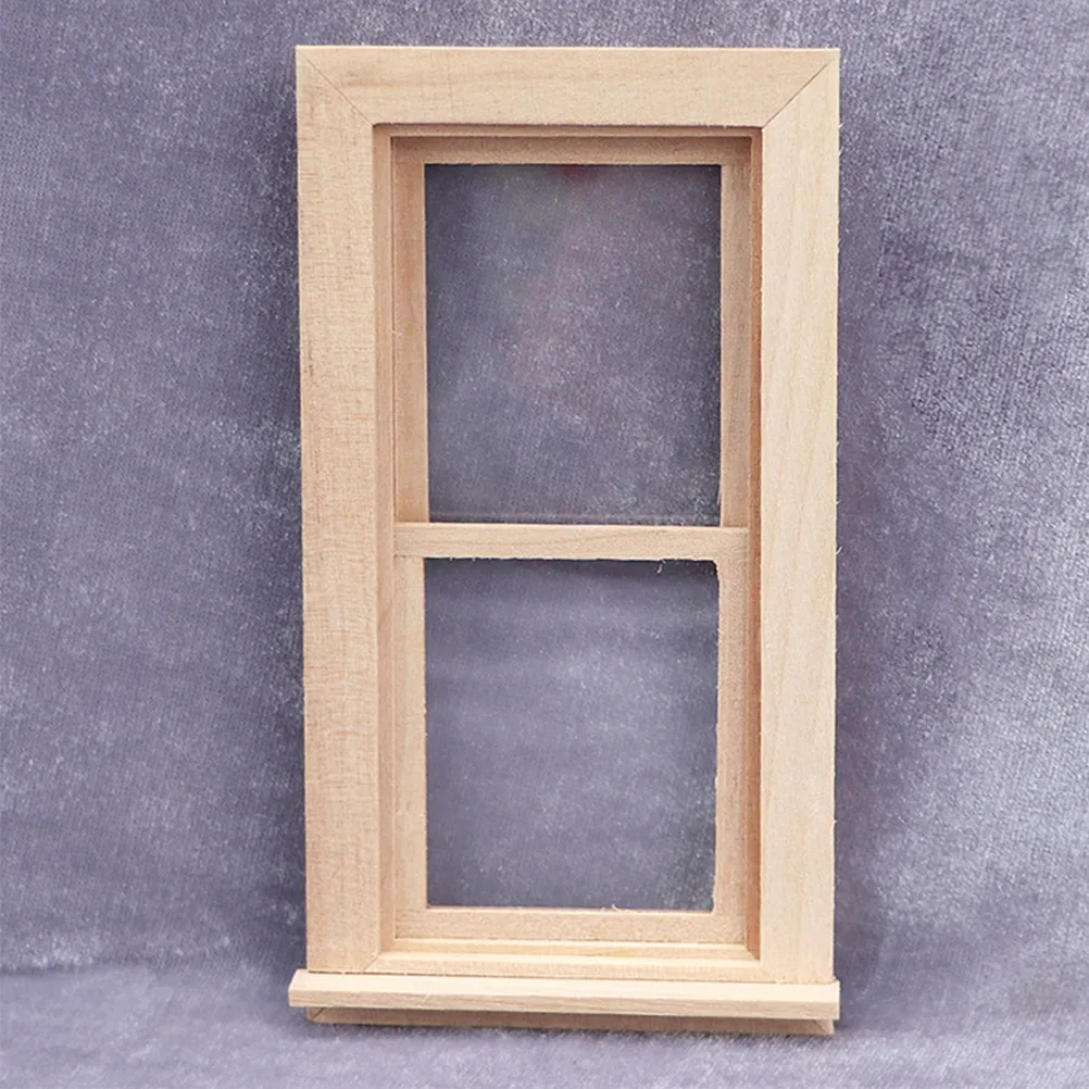 

2Pcs Miniature Dollhouse Wooden Unfinished Window Frames 1:12 Scale Sliding Design for DIY Furniture Accessories