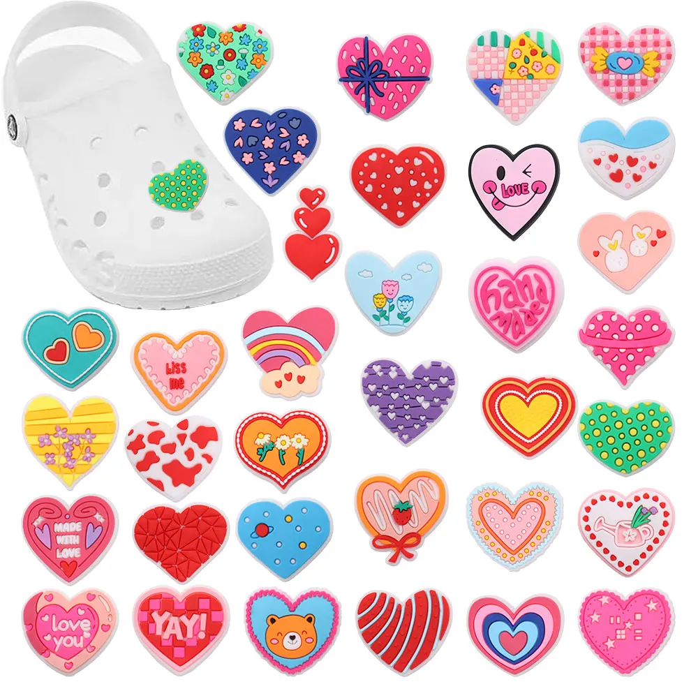 Good Quality 1pcs PVC Shoe Charms Pink Round Dot Cute Love Heart PVC Accessories Sandals Ornaments For Children DIY Present