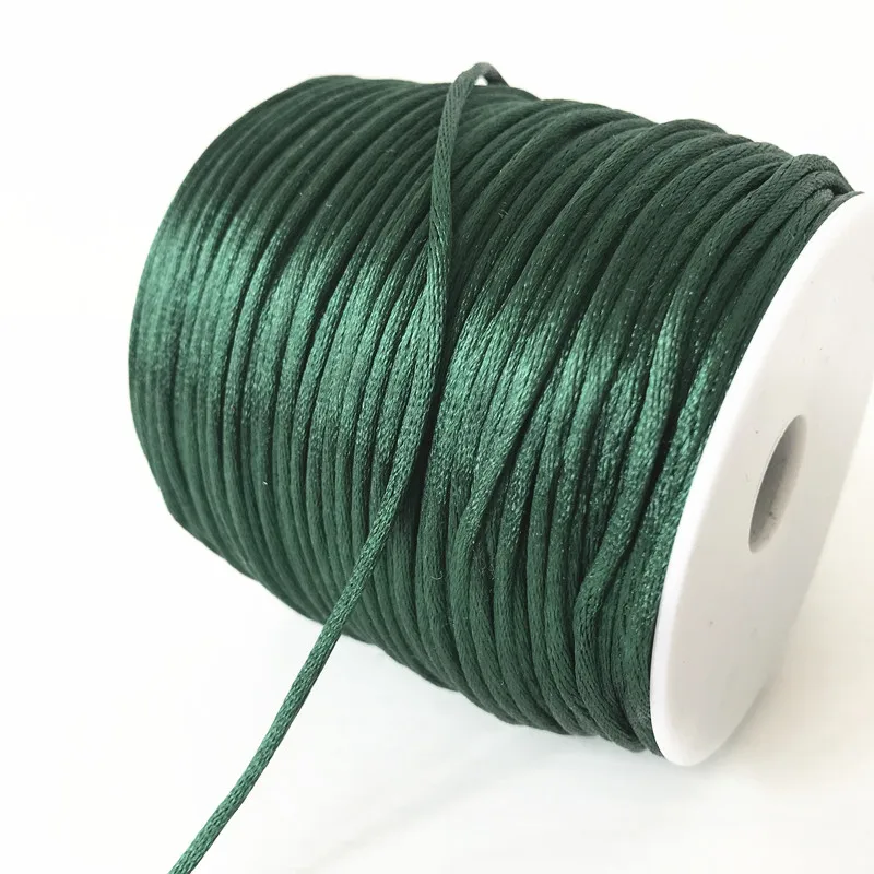 28Colours 2mmX100m/roll Strong Braided Macrame Silk Satin Nylon Cord Rope DIY Making Findings Beading Thread Wire 2mm