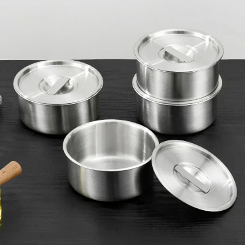 Stainless Steel Steamed Egg Bowl Ramen Rice Fruit Salad Stew Bowls With Lids Soup Cup Food Container Kitchen Tableware Supplies