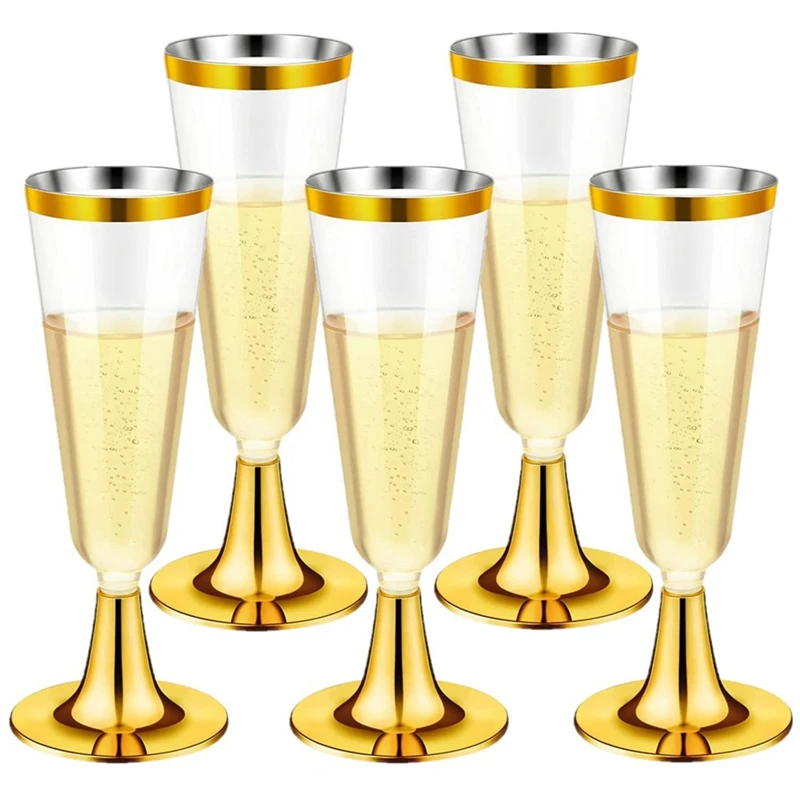 

30PCS Plastic Champagne Flutes Reusable Stemmed Wine Glasses Party Wine Cups For Parties