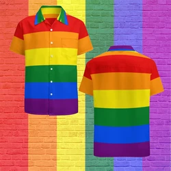 Rainbow 3d Print Shirts Men Fashion Hawaiian Shirt Short Sleeve Harajuku Beach Shirts Lapel Buttons Blouse Male Clothing Camisa