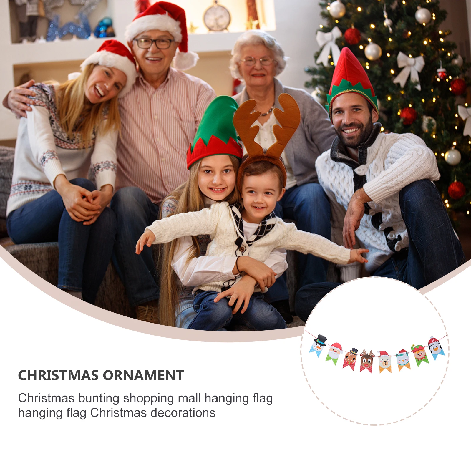 

1Pcs Christmas Party Hanging Banner Cartoon Paper Decoration Bunting Xmas Festive Holiday Party Banner Decorative