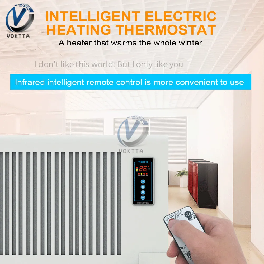 AC110V-220V 2500W Intelligent Electric Heat Thermostat Temperature Controller with Infrared Remote Control for Electric Radiator