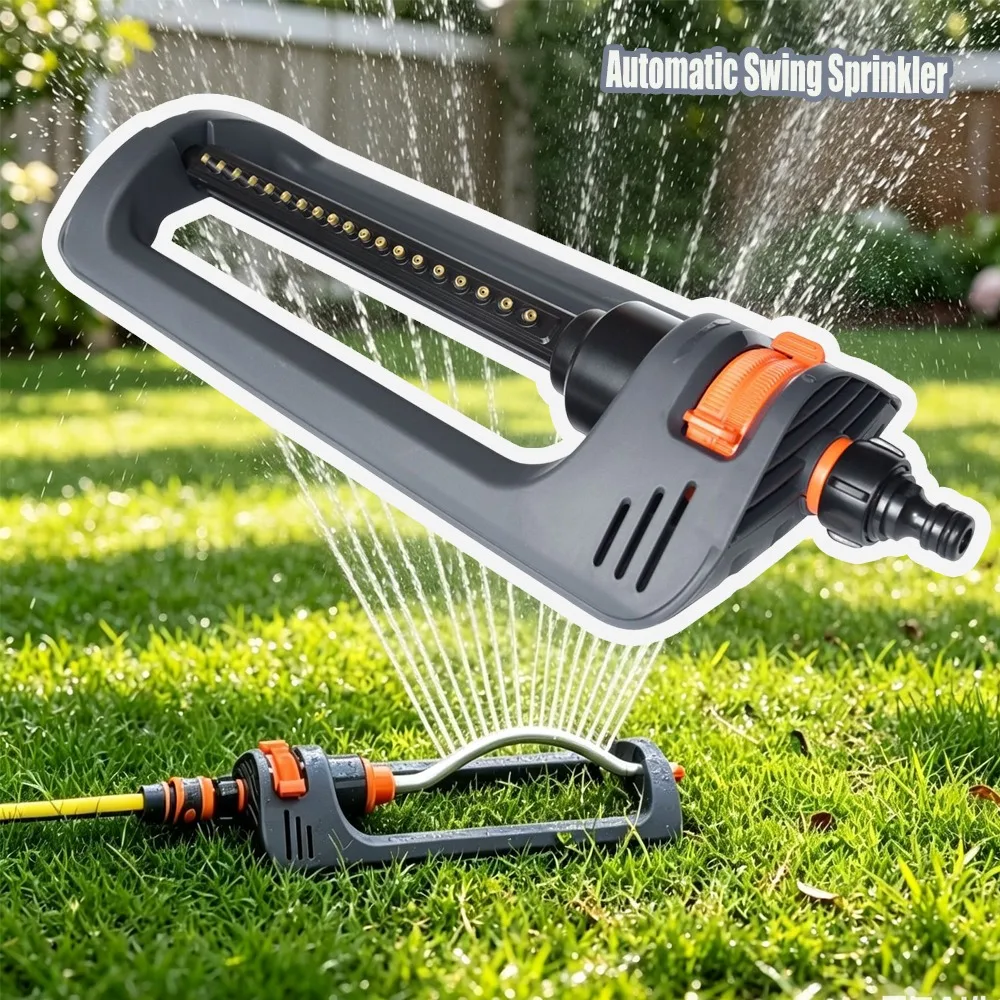 Brass Nozzle Oscillating Lawn Sprinkler 19 Hole Covers 8 10 Meters For Garden Patio Lawn Includes Cleaning Needle Tool