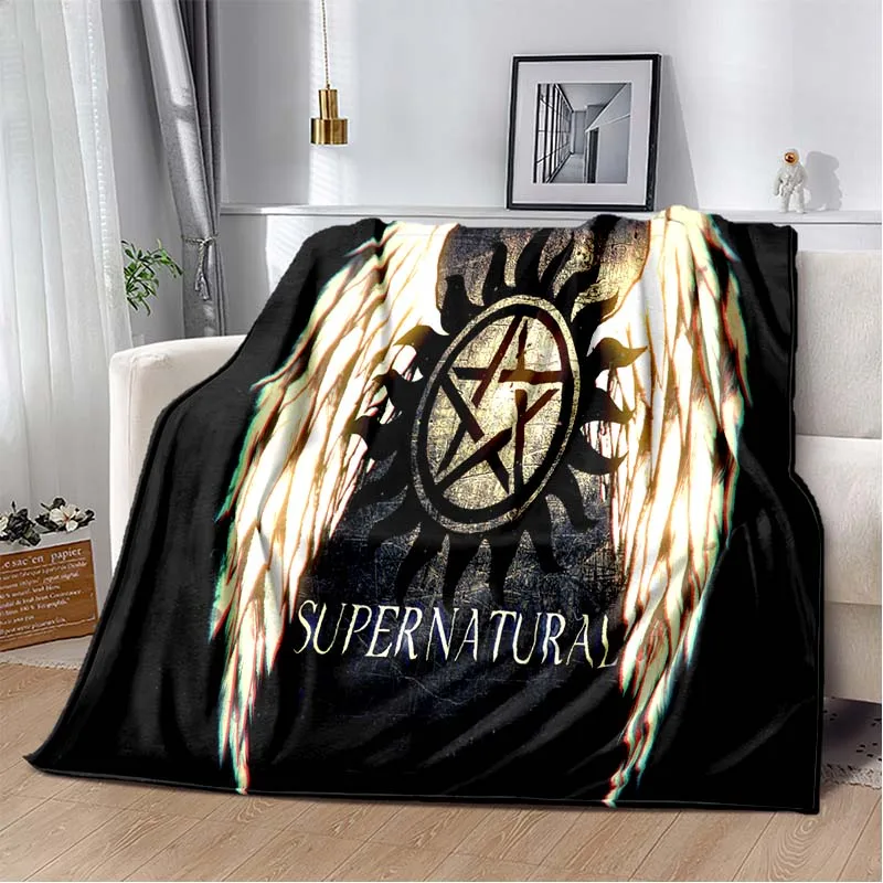 Supernatural TV Show Print Flannel Blanket Soft Warm Throw For Sofa Bedroom Game Room Living Room Home Bedding Decor Gift