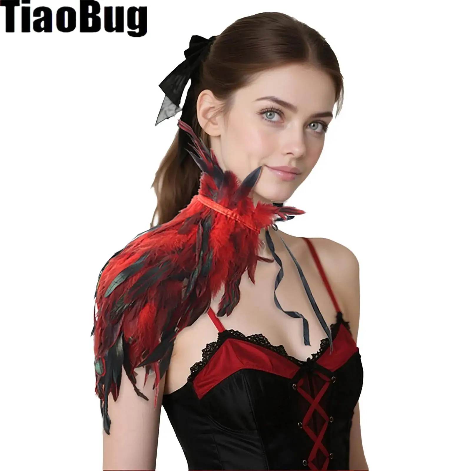 

Adults Party Cape One-shoulder Lace-up Feather Cape Shawl Costume Accessory for Halloween for Masquerade Ball