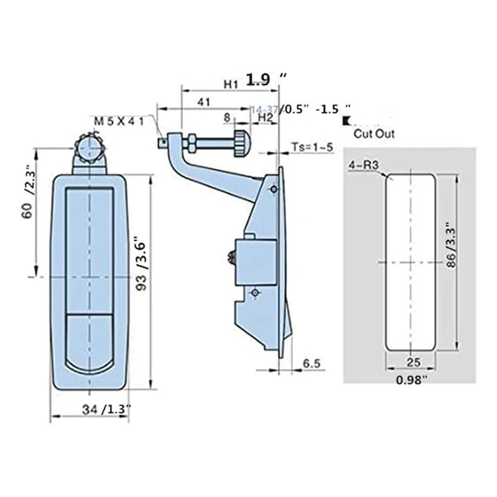 B97A-4PCS ضغط قفل بمزلاج الزناد قفل بمزلاج سبائك الزنك قابل للتعديل رافعة اليد تعمل فلوش ضغط المزالج