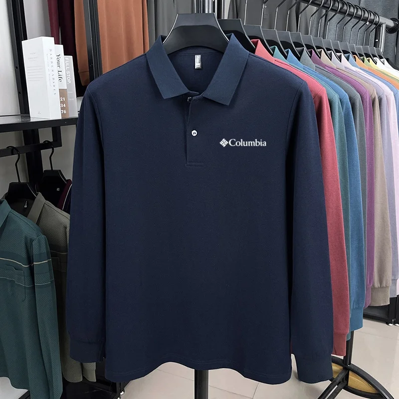 100% Reine Baumwolle Hochwertiges Frühlings- und Herbst-Herren-Langarm-Poloshirt, Bequemes Casual-Shirt mit Exquisiter Marken-Stickerei – Detail 14