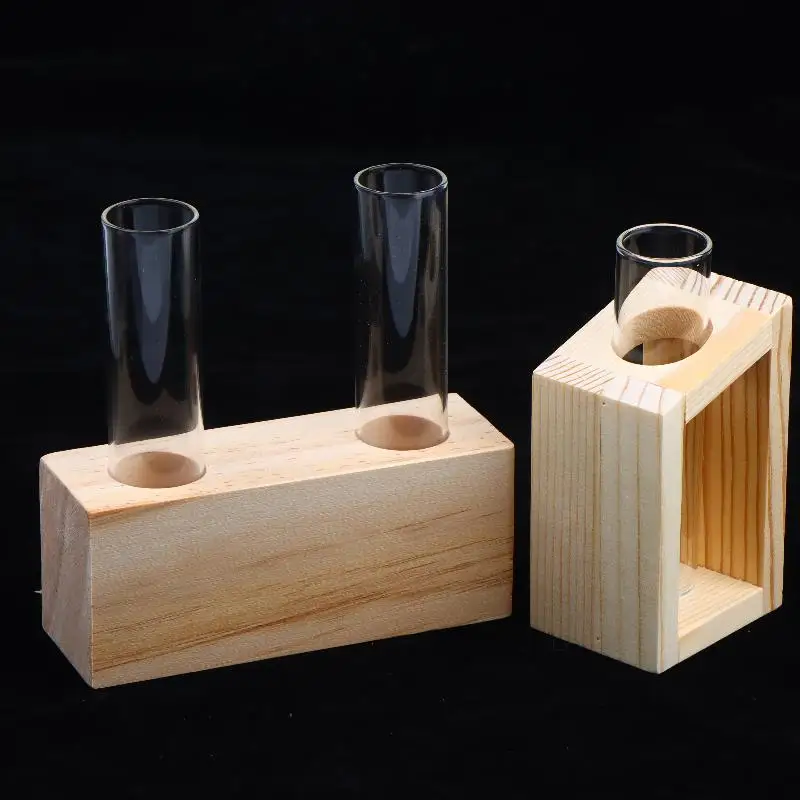 Test Tube Glass Vase Plant Propagation Station Hydroponic Vases For Plants With Wooden Stand Terrarium Office Home Desktop Decor