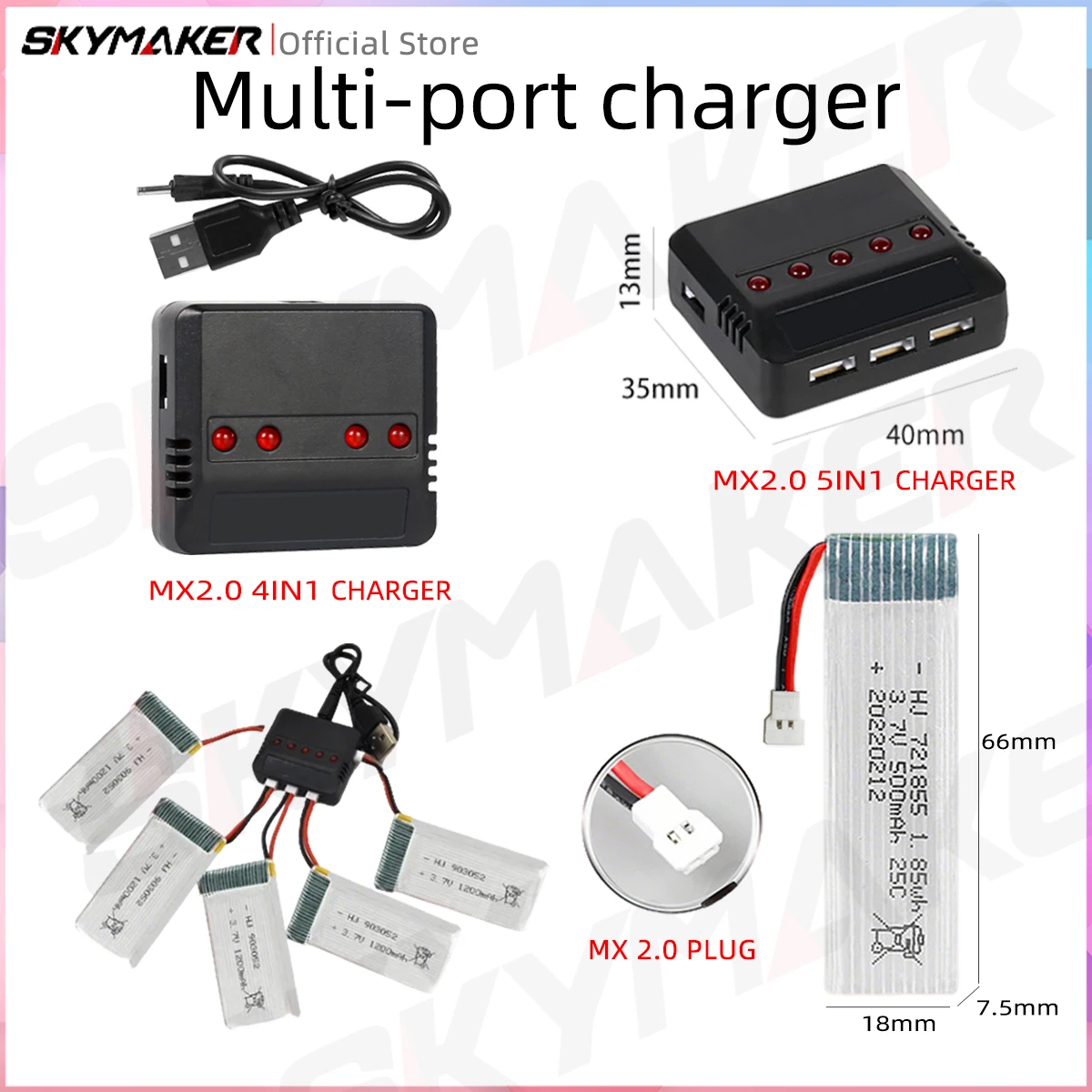 بطارية ليبو 3.7 فولت 600 مللي أمبير في الساعة 25C نموذج عالي المعدل مع شاحن 751862 UDI U818A ملحقات الطائرات