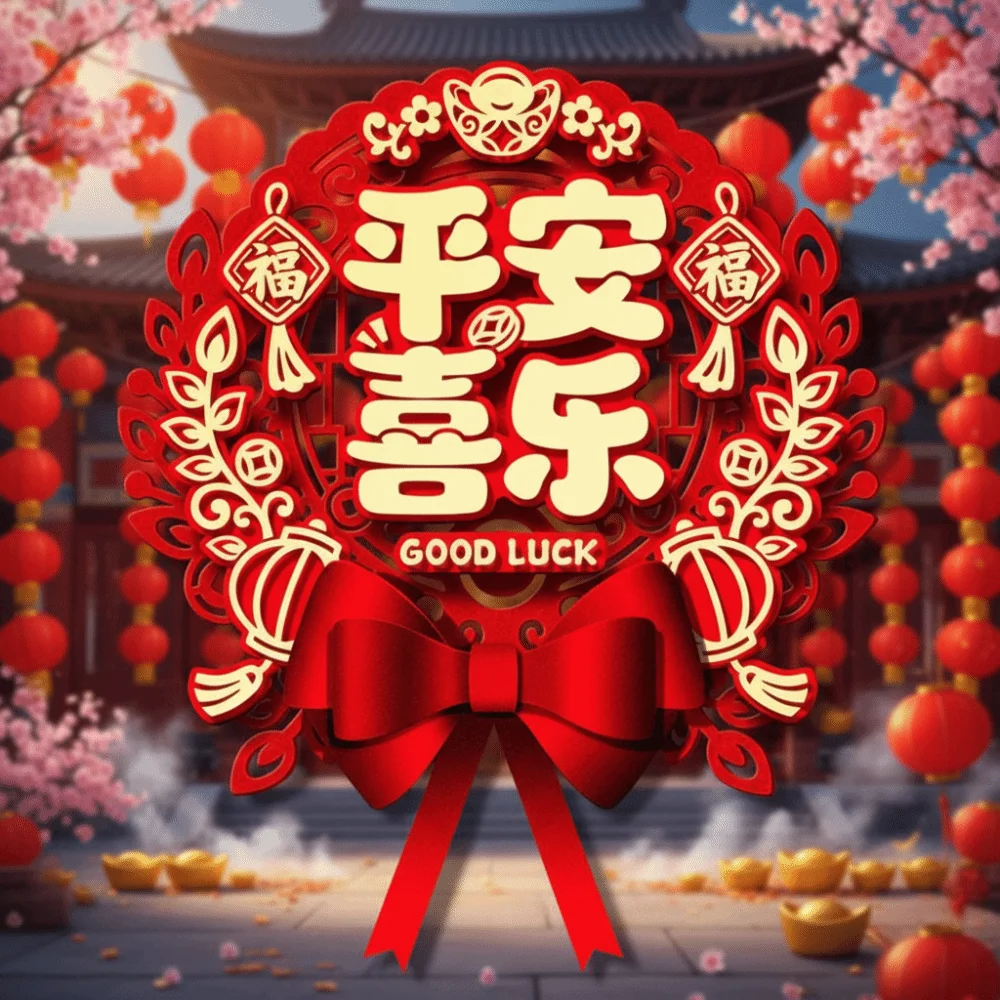 

Traditional New Year Door Sticker Flocked Thickened Lucky Word Decal Hollow Cartoon 3D Fu Character Door Sticker Door Decoration