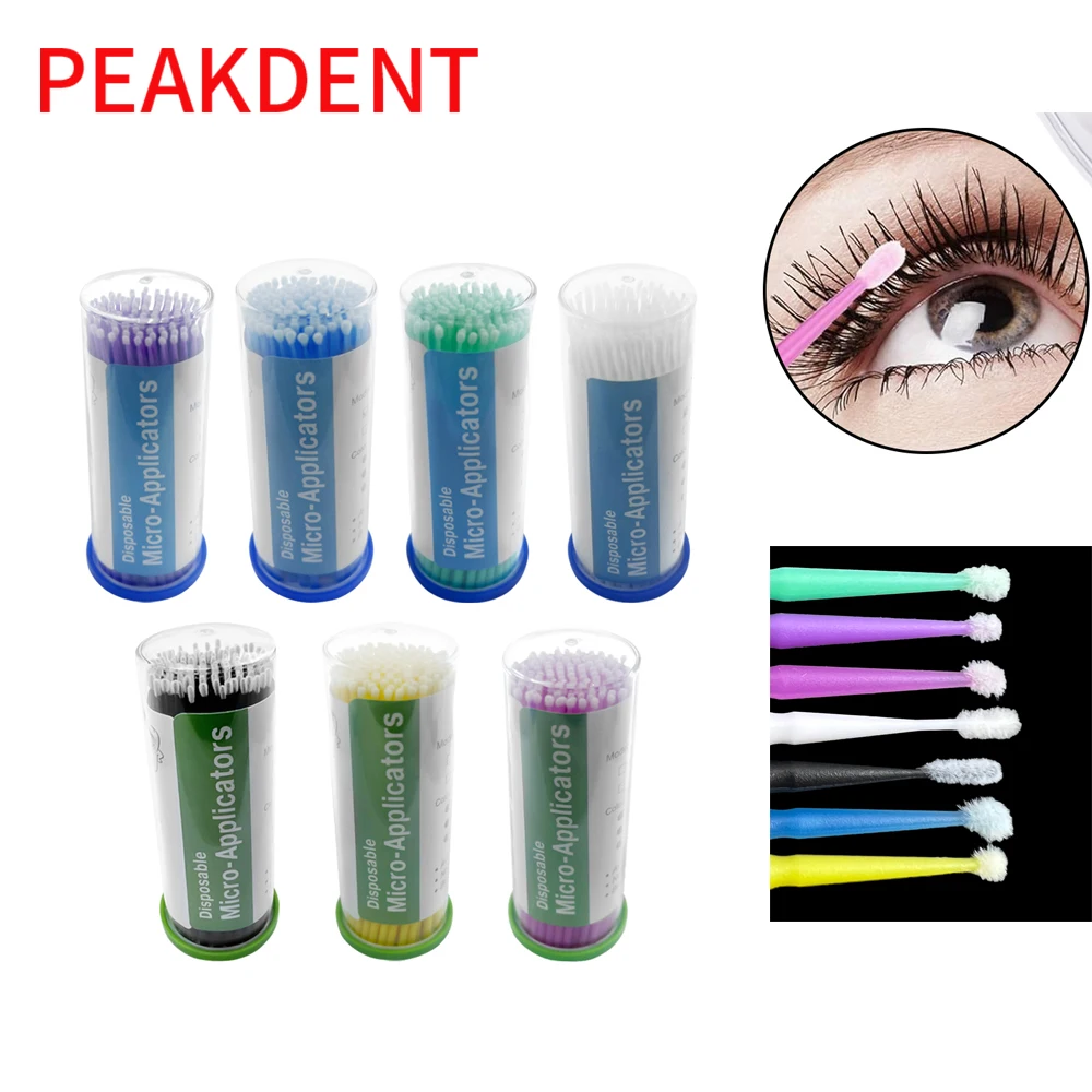 100Pcs Dental Micro Brush Bottle Dental Disposable Micro Brushes Applicators Brush Bendable Oral Dentist Care Cleaning